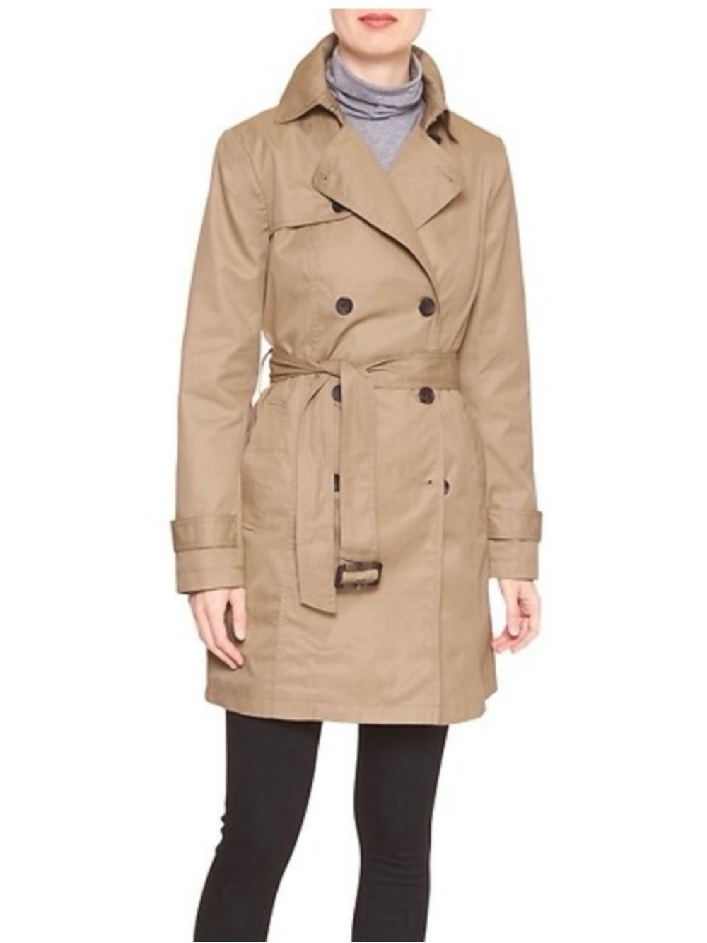 Banana Republic Tan Double-Breasted Trench Coat with Belt
